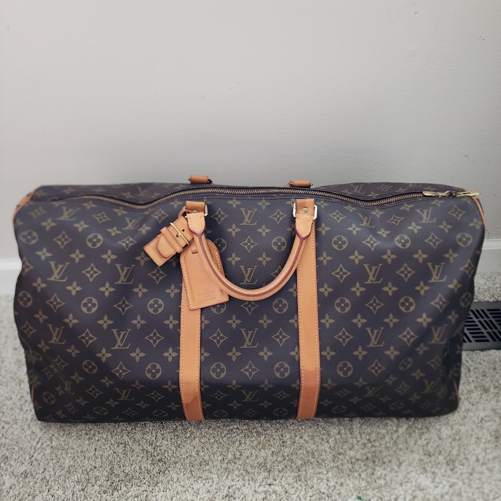 Louis Vuitton Monogram Keepall 60 Bandouliere Duffle Bag w/ Shoulder Strap LV